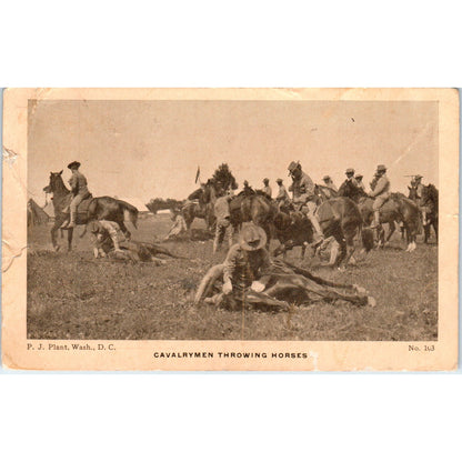 c1908 Spanish American War Cavalrymen Throwing Horses Original Postcard PD2