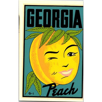 1960s Original Vintage Georgia Peach Decal 2.5x4" Lindgren-Turner Co AH4-M1