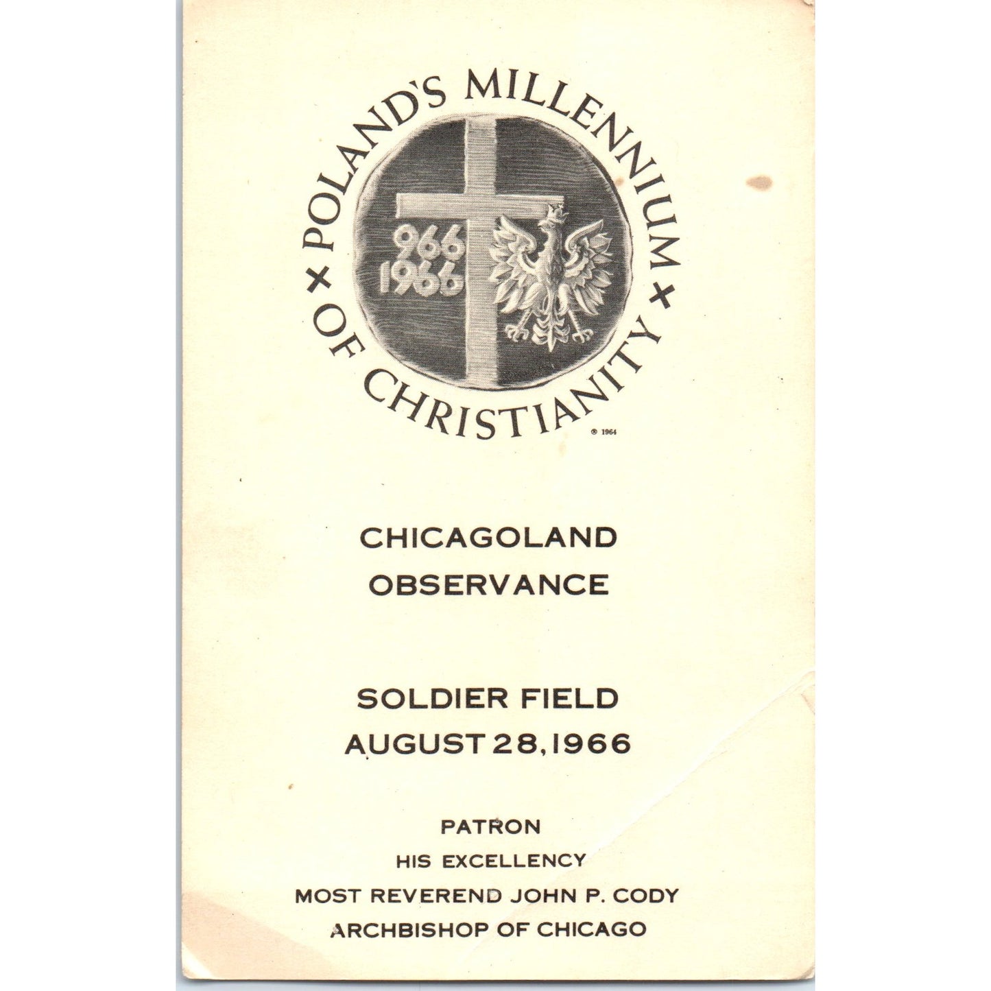 1966 Our Lady of Czestochowa Soldier Field Observance Vintage Card TH2-PC1