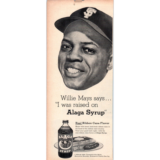 Vintage Willie Mays Giants MLB Baseball Magazine Ad 5x13" V1-1