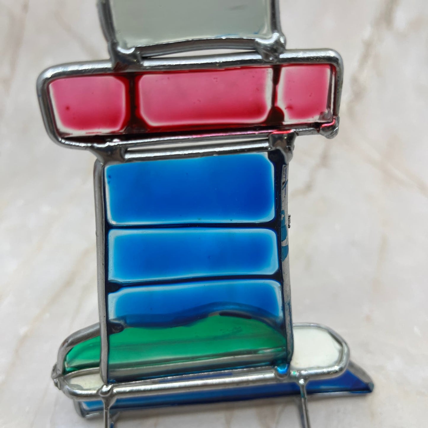 Vintage Stained Glass Lighthouse Free Standing 6.5” TD5