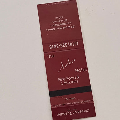 The Amber Hotel Campbellsport WI Vintage Matchbook Cover TB6-MB2-2
