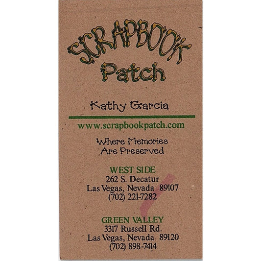 Scrapbook Patch Kathy Garcia Las Vegas NV Vintage Business Card SC9-B11
