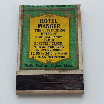 Hotel Manger North Station Boston MA Vintage Matchbook Cover TB8-MB-1