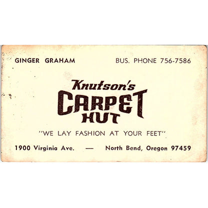 Knutson's Carpet Hut Ginger Graham North Bend Oregon Business Card SF3-B6