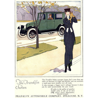 Franklin Sedan Franklin Automobile Company Syracuse NY c1920 Ad AF8-8