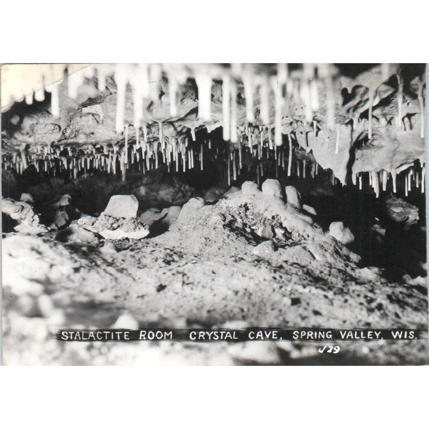 Stalactite Room Crystal Cave Spring Valley Wisconsin Vintage Postcard AB9