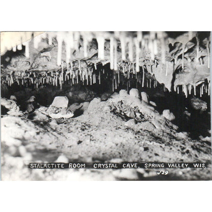Stalactite Room Crystal Cave Spring Valley Wisconsin Vintage Postcard AB9