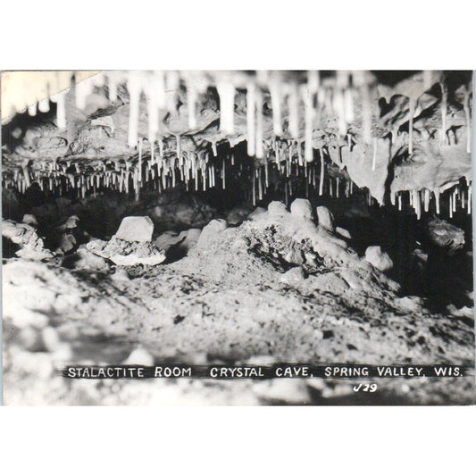 Stalactite Room Crystal Cave Spring Valley Wisconsin Vintage Postcard AB9