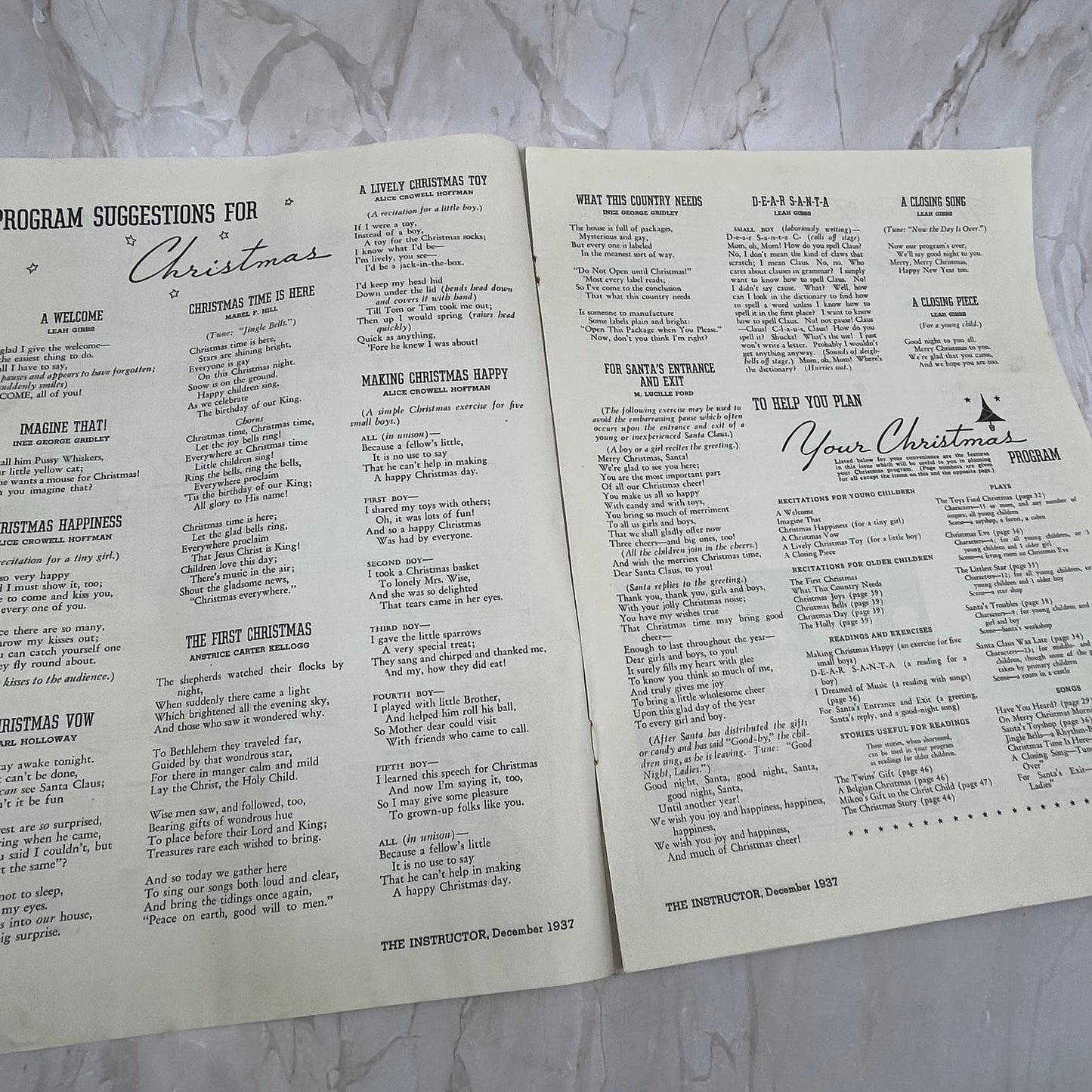 1937 All Grades Students Christmas Program Crafts Instructor Magazine Clip FL6-2