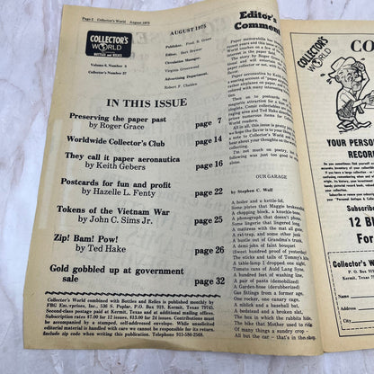 1975 Aug - Collector's World Newsletter - Newspaper and Paper Collectibles M18