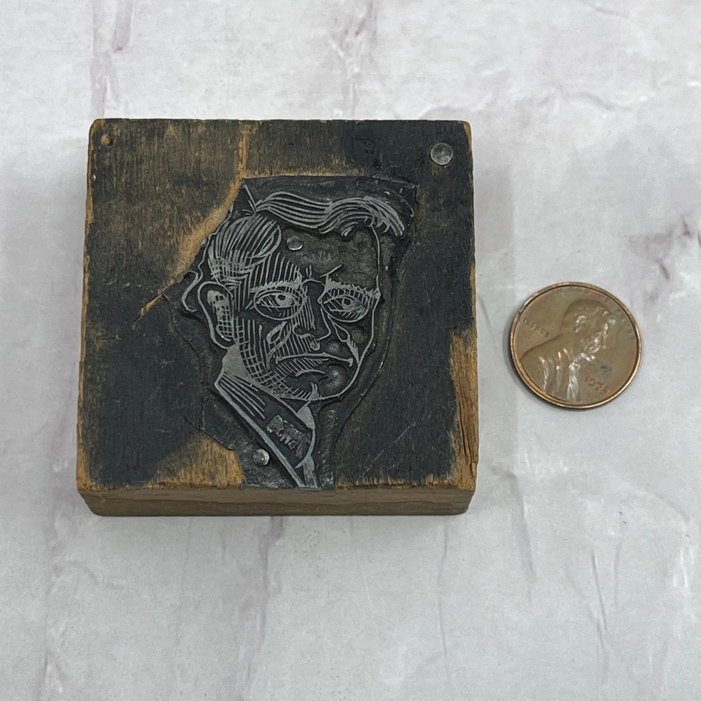 Teddy Roosevelt Caricature - Vintage Letterpress Printers Block Plate SB7