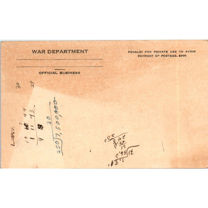 1940s WWII War Department Change of Address Notice Card TH9-SX2