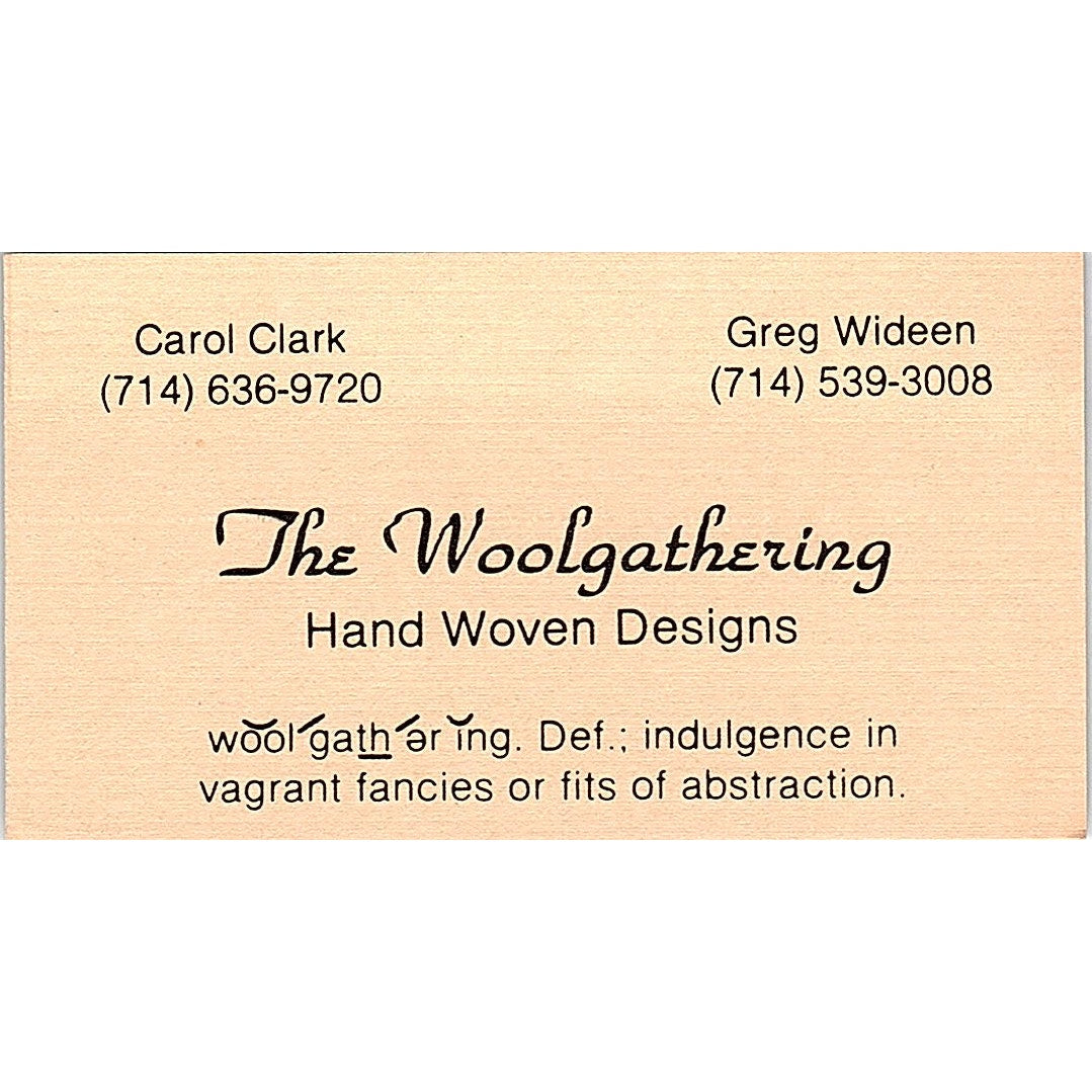 The Woolgathering Art Carol Clark Greg Wideen Anaheim CA Business Card SE3-B11