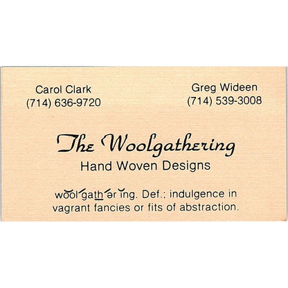 The Woolgathering Art Carol Clark Greg Wideen Anaheim CA Business Card SE3-B11