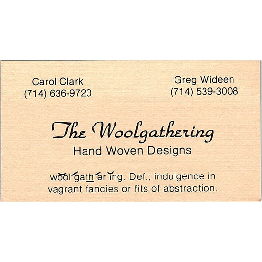 The Woolgathering Art Carol Clark Greg Wideen Anaheim CA Business Card SE3-B11