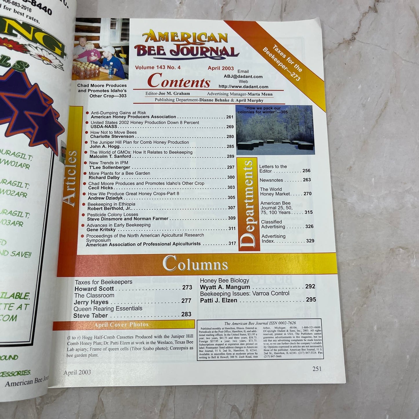 2003 April American Bee Journal Magazine Bees Beekeeping Honey M7
