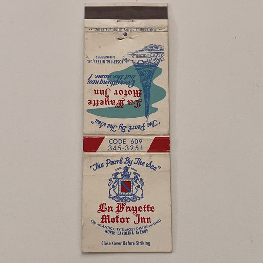 La Fayette Motor Inn Atlantic City Joseph M Hitzel Jr Matchbook Cover TB6-MB2-2