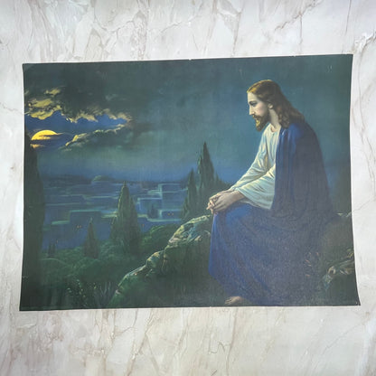 Christ on the Mount of Olives by Giovanni Vintage Art Print Lithograph 12x16 FL6-3