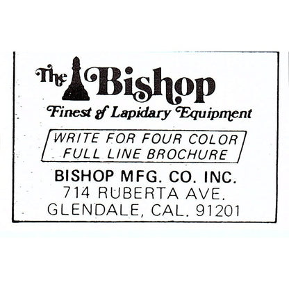 Bishop Mfg Co Lapidary Equipment Glendale CA 1972 Ad AF8-M1