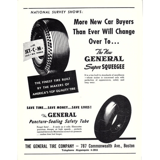 The New General Super Squeegee Tire Boston MA 1950 Ad AF6-7