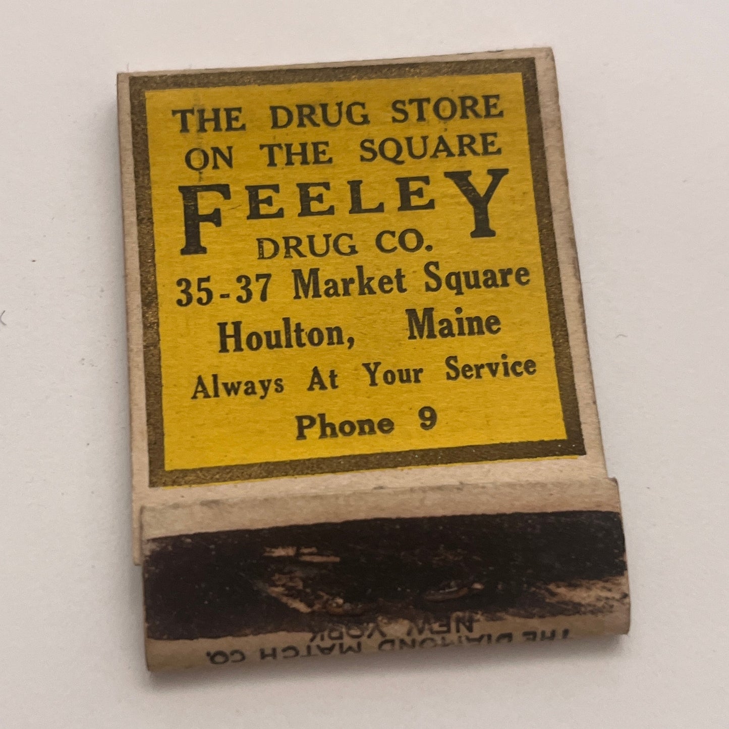Feeley Drug Co Houlton Maine Vintage Matchbook Cover TB8-MB2-6