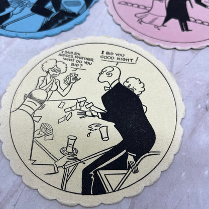 Vintage Bridge Coaster Illustrated Humor Cartoon Set of 3 TH9-BC-5