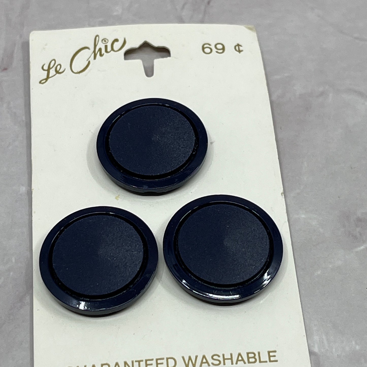 Vintage Lot of 3 Le Chic Navy Blue Size 34 7/8 Buttons #2410 SE2