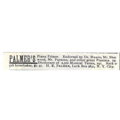 H.R. Palmer Piano Primer NY c1890 Victorian Ad AE8-CH12