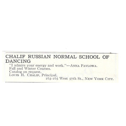 Louis H. Chalif Russian Normal School of Dancing NY 1924 Magazine Ad AD8-O6