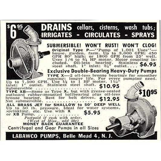 Labawco Pumps Belle Mead NJ 1955 Ad AF9-S5