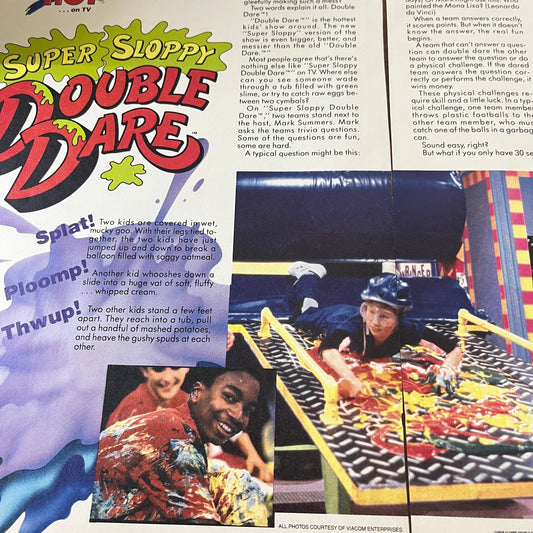 Nickelodeon Super Sloppy Double Dare 2 Page Feature Article 1989 Ad AF3-1