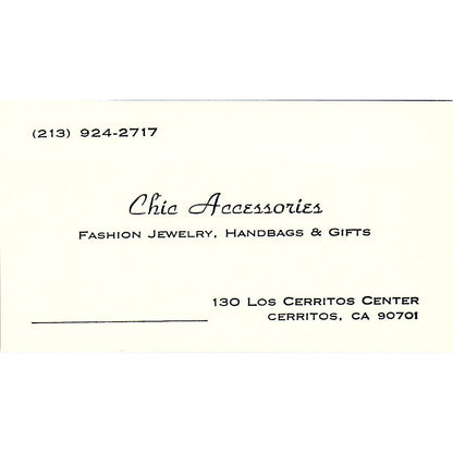 Chic Accessories Fashion Jewelry HandBags & Gift CA Vintage Business Card SB4-B8