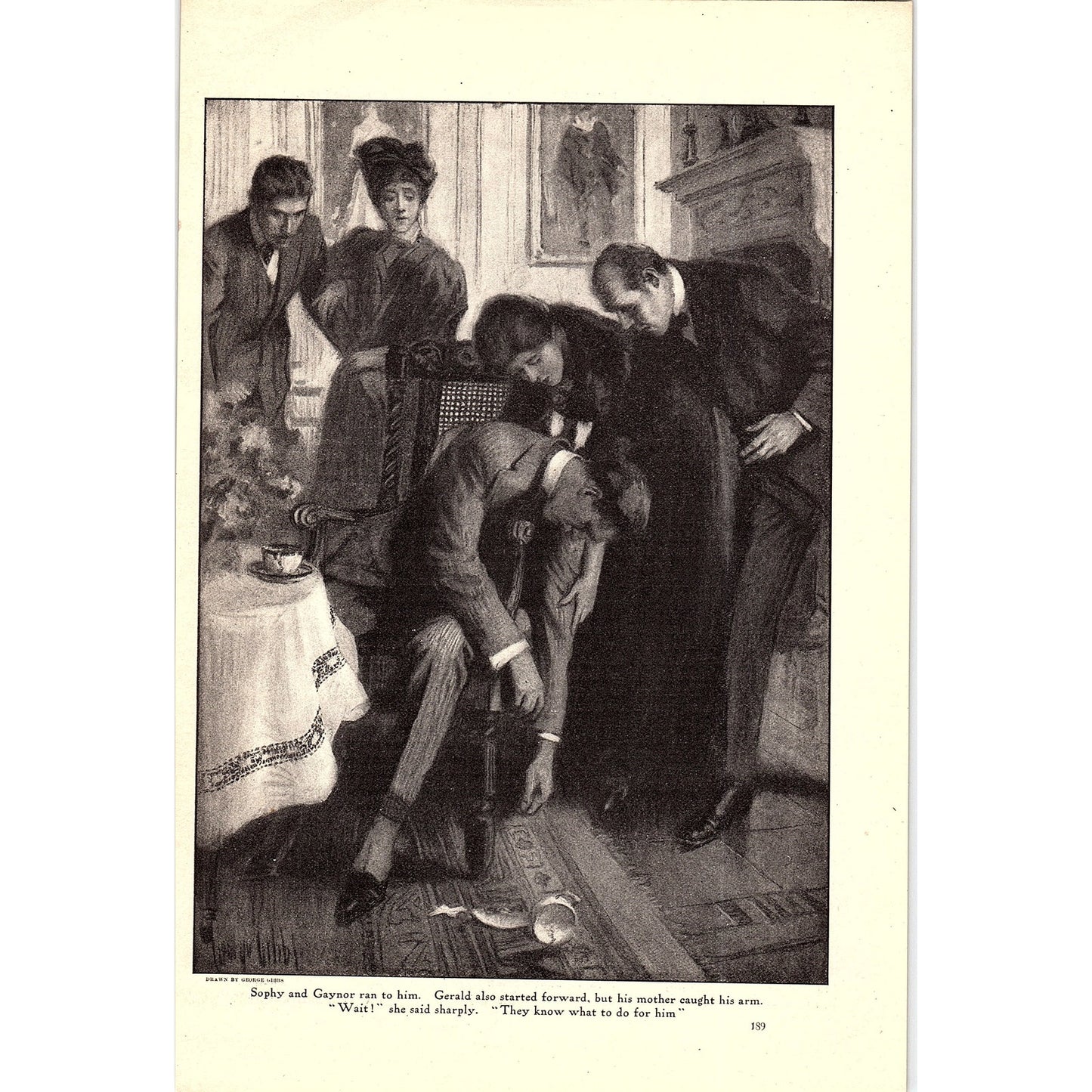 Shadows of Flames Gerald, Sophy & Gaynor by George Gibbs Vtg Art Print 6x9 V12