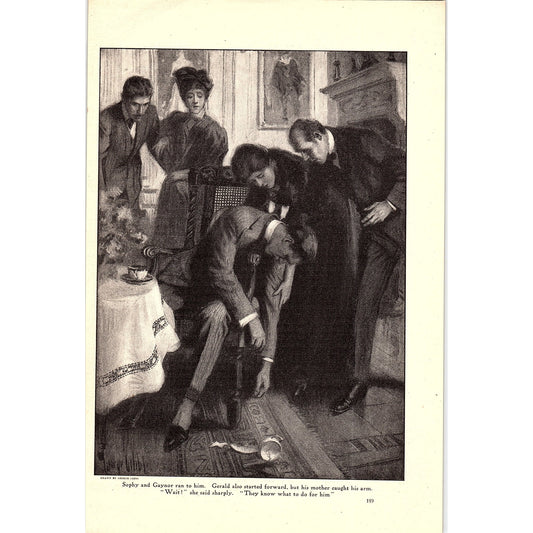 Shadows of Flames Gerald, Sophy & Gaynor by George Gibbs Vtg Art Print 6x9 V12