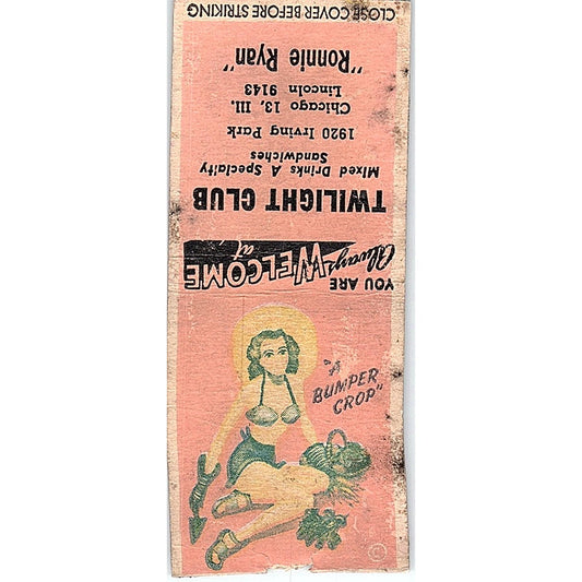 The Twilight Club Ronnie Ryan Chicago IL Vintage Matchbook Cover SC7-Y6
