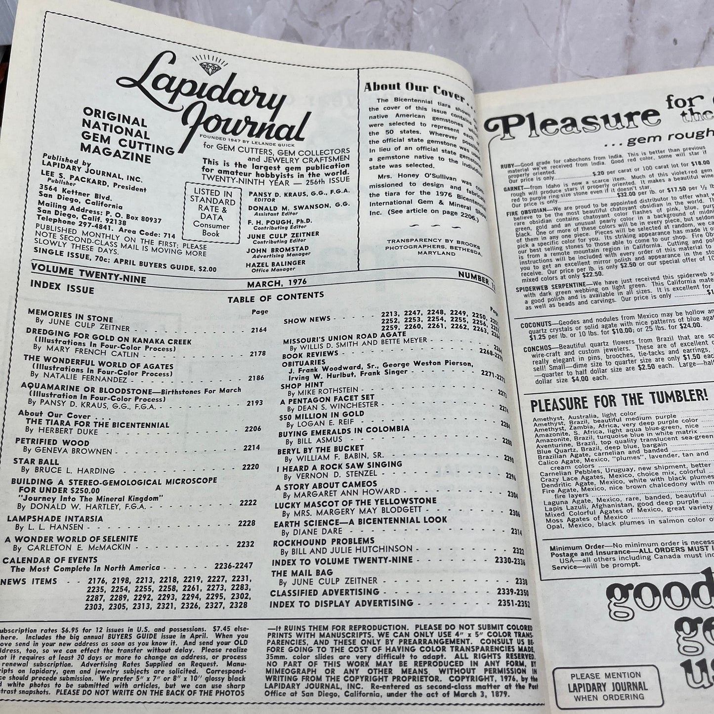 1976 Bicentennial Tiara - Lapidary Journal Magazine - Mar 1976 M28