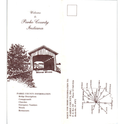 Vintage Parke County Indiana Fold Out Brochure TF4-B3