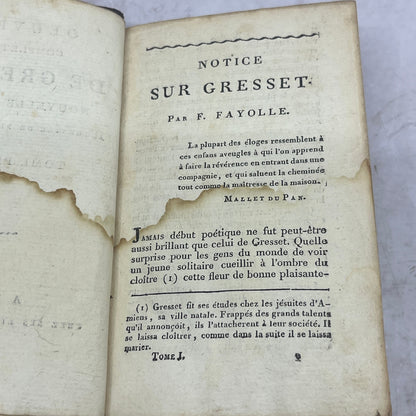 1810 Complete Works of Gresset French Book TE3-OB