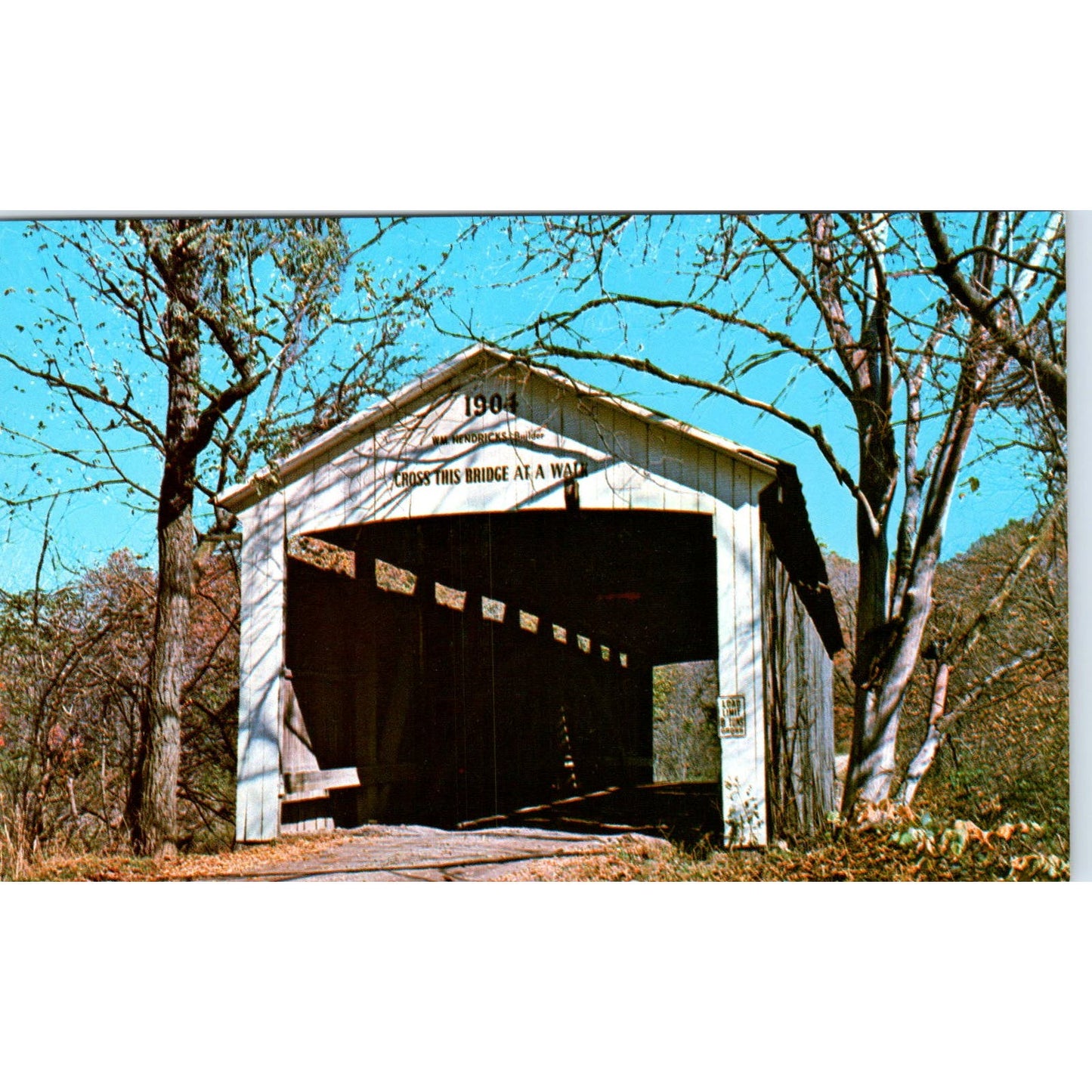 Rush Creek Bridge Parke County IN Vintage Covered Bridge Postcard PD6