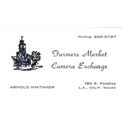Farmers Market Camera Exchange Arnold Whitaker Los Angeles Business Card SD8-B17