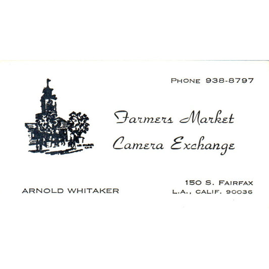 Farmers Market Camera Exchange Arnold Whitaker Los Angeles Business Card SD8-B17