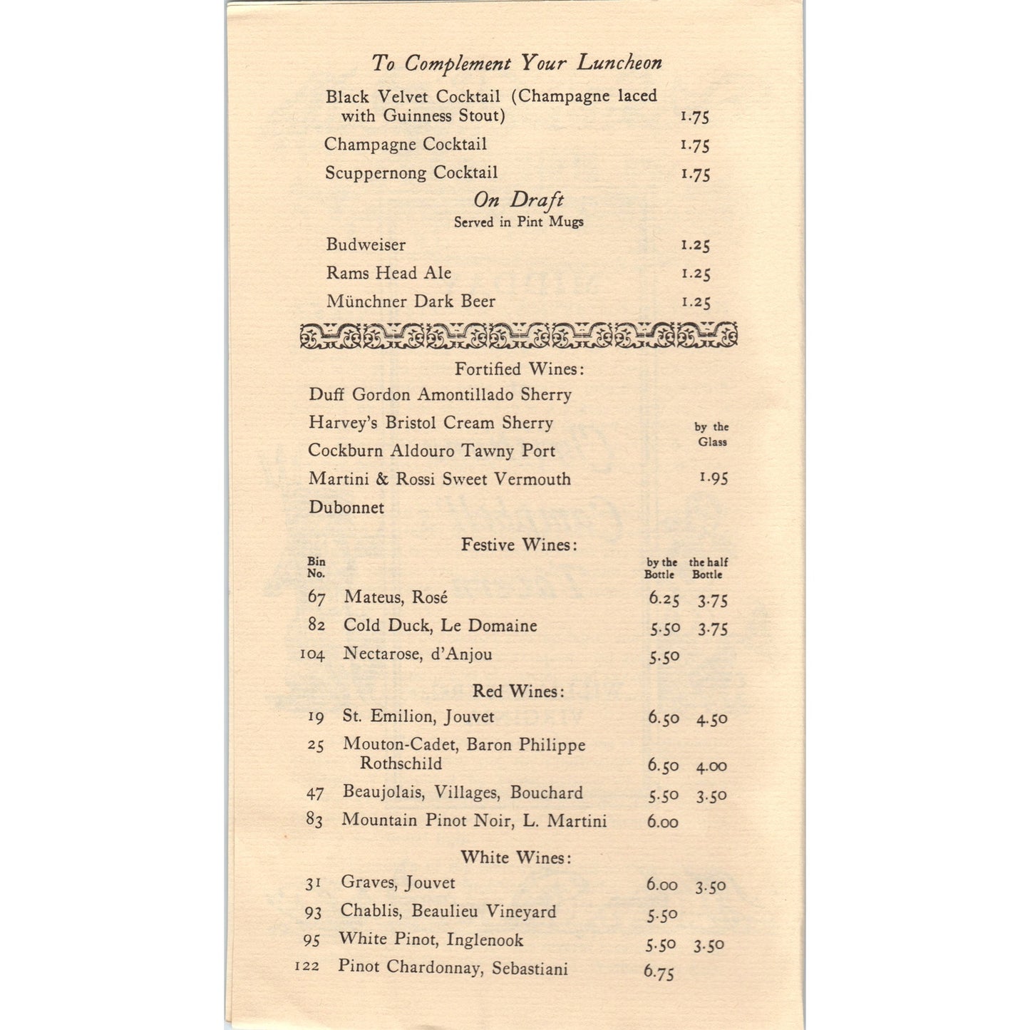 1976 Midday Fare at Christiana Campbell's Tavern Bicentennial Leaflet TF4-BD