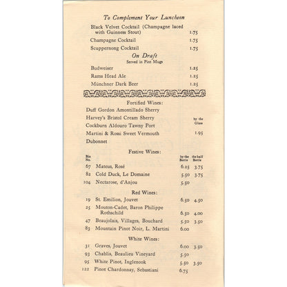 1976 Midday Fare at Christiana Campbell's Tavern Bicentennial Leaflet TF4-BD