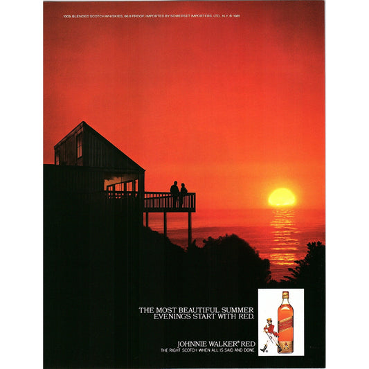 Johnnie Walker Red - Beautiful Summer Evenings 8x11" 1981 Ad D26