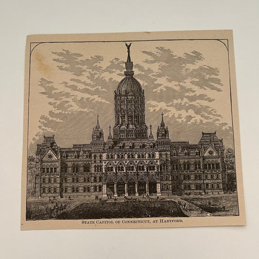 State Capitol of Connecticut, at Hartford 1894 Art Engraving SAG4-8