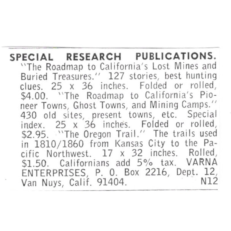 Varna Enterprises Special Research Van Nuys California 1972 Ad AF8-S9