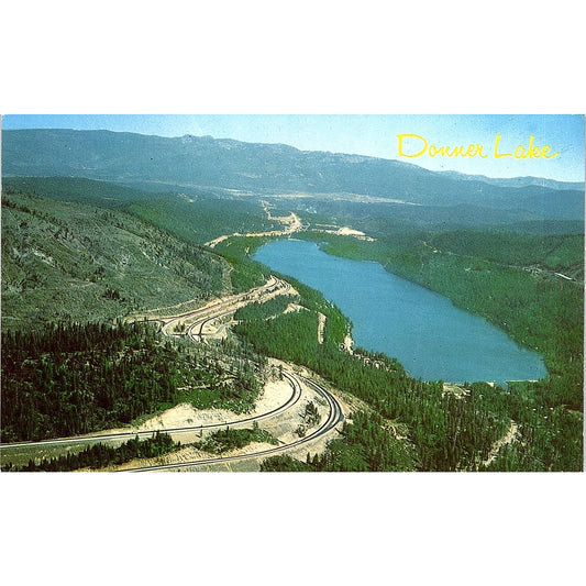 Aerial View Donner Lake I-80 CA Color by Mike Roberts Vintage Postcard PE1