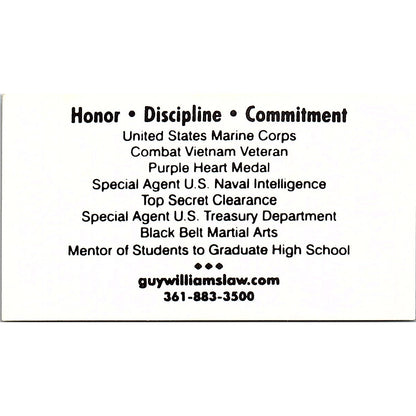 Guy Williams for Judge 148th District Court Corpus Christi Business Card TH2-B1