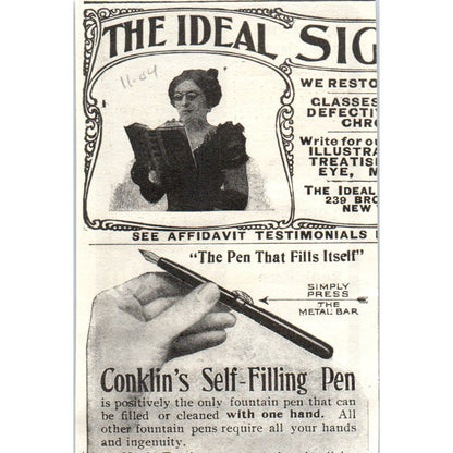 Shur-On Eyeglasses E. Kirstein Sons Co NY c1905 Original Advertisement AE7-A3